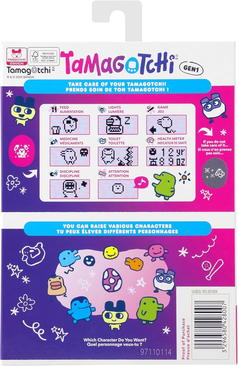 Bandai, Tamagotchi, virtueel huisdier, originele maat, smile, meerkleurig, 42991, elektronisch speelgoed voor kinderen vanaf 8 jaar