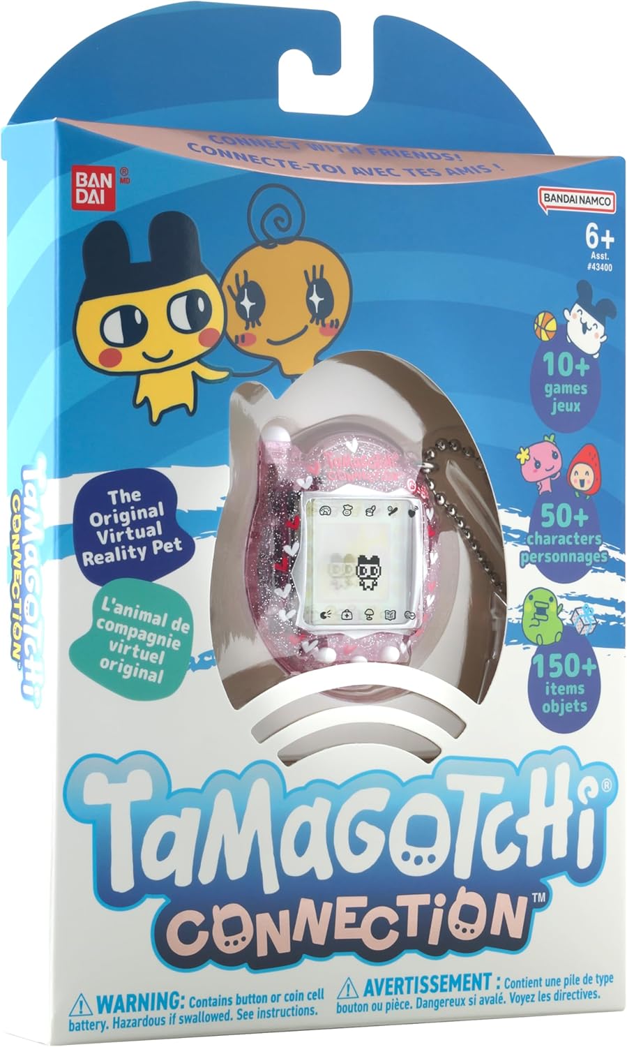 TAMAGOTCHI Bandai Connection Digital Pet Pink Glitter Shell Virtual Pet Electronic Toy With Infra-Red Connection For Shared Fun | Kids Toys For Girls And Boys Are Great Japanese Gifts