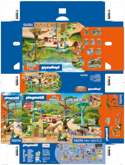 Playmobil | Animals & Friends | Zoo Wilderness Climbing Park | 3 platforms with cable car and suspension bridge | children's toy for ages 4 and up | 72070