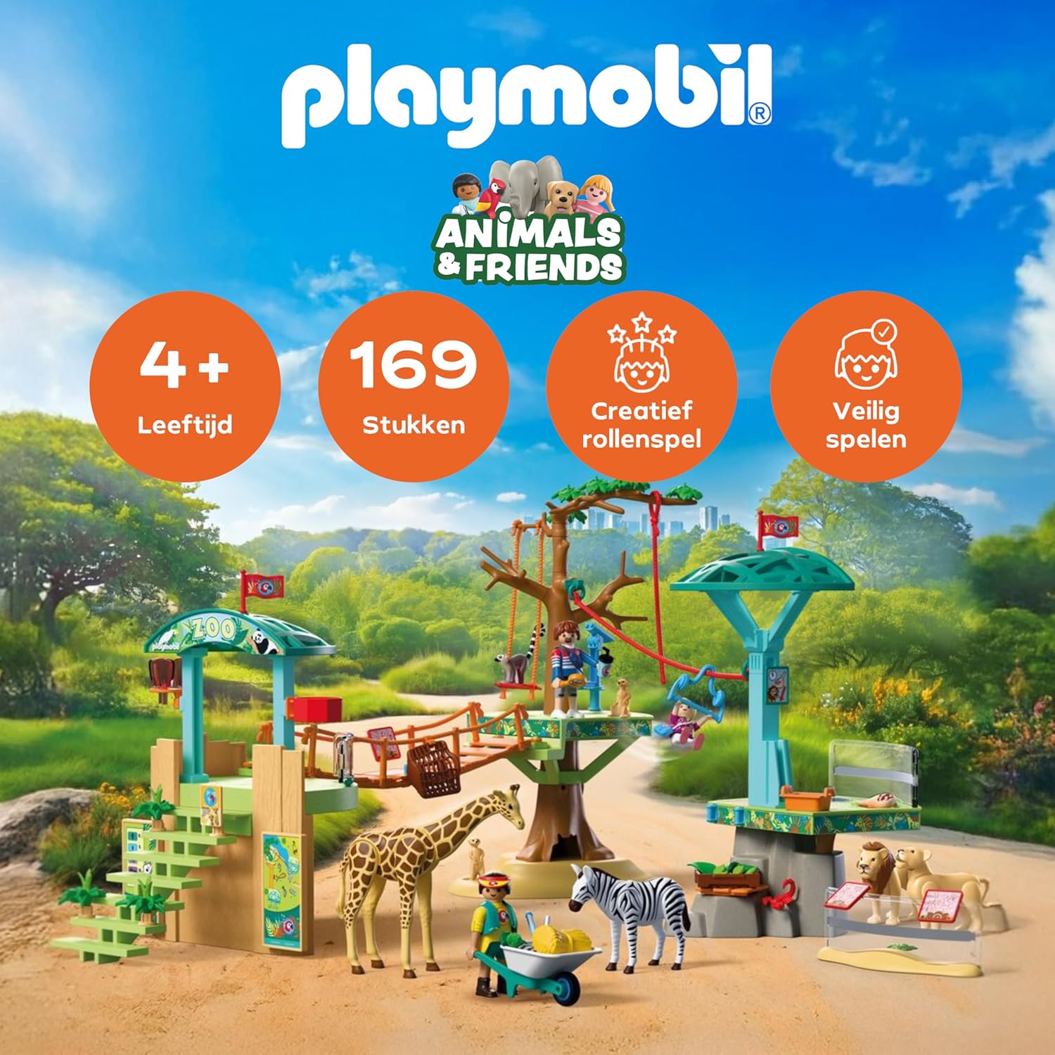 Playmobil | Animals & Friends | Zoo Wilderness Climbing Park | 3 platforms with cable car and suspension bridge | children's toy for ages 4 and up | 72070