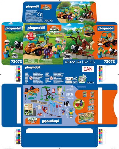 Playmobil | Animals & Friends | Zookeeper with vehicle | Vehicle with tiger head design and 3 animals | children's toy for ages 4 and up | 72072