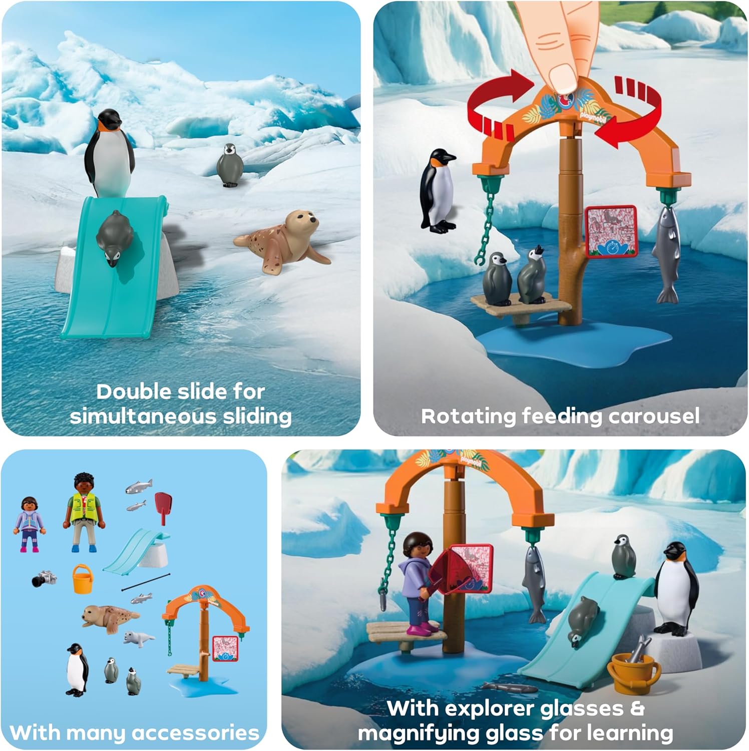 Playmobil | Animals & Friends | Zoo Ice Expedition | Penguins and seals with feeding carousel | children's toy for ages 4 and up | 72073