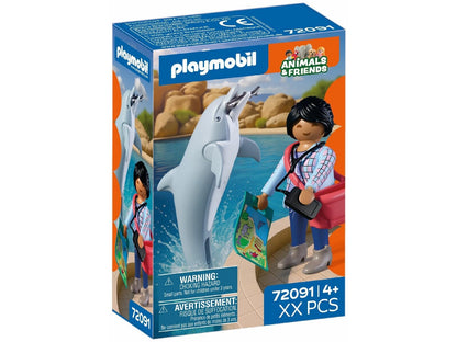 Playmobil Animals & Friends Dolphin Trainer with Dolphin – 8‑Piece Playset with Figure, Accessories & Poseable Dolphin, Imaginative Role‑Play Toy for Kids Ages 4+