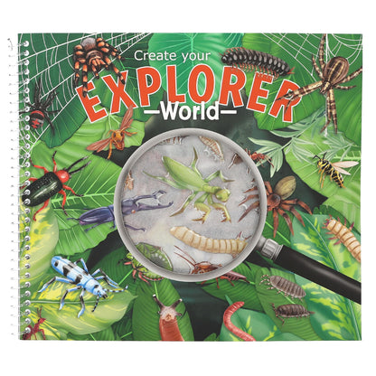 Depesche 13599 Explorer - Stickerboek met 16 achtergrondpagina's om te beplakken en vorm te geven, incl. 4 pagina's insecten- en reliëfstickers