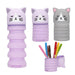 Depesche TOPModel Blooming Kitty Silicone Pencil Case | Retractable Pen Case with Cat Head | Glitter Silicone | Pencil Case for School & Office | Assorted Colours | Grey or Purple