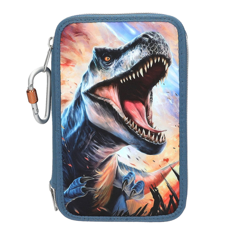 Dino World - Triple Pencil Case - Blue