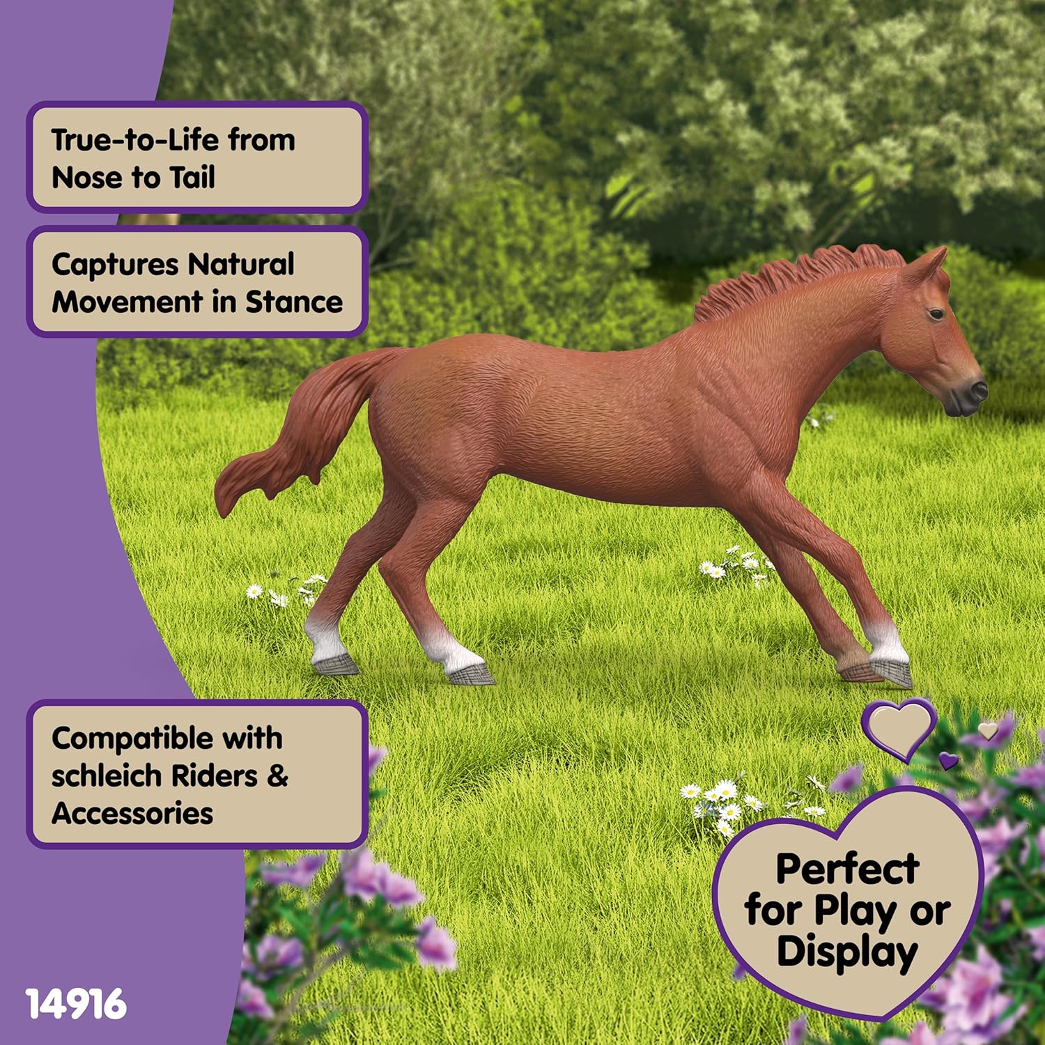 schleich HORSE CLUB | Stallone purosangue inglese 14915 | figura di cavallo dettagliata | decorazione o figura da collezione | regalo per ragazzi e ragazze | figura dai 6 anni | 18 x 4 x 10 cm
