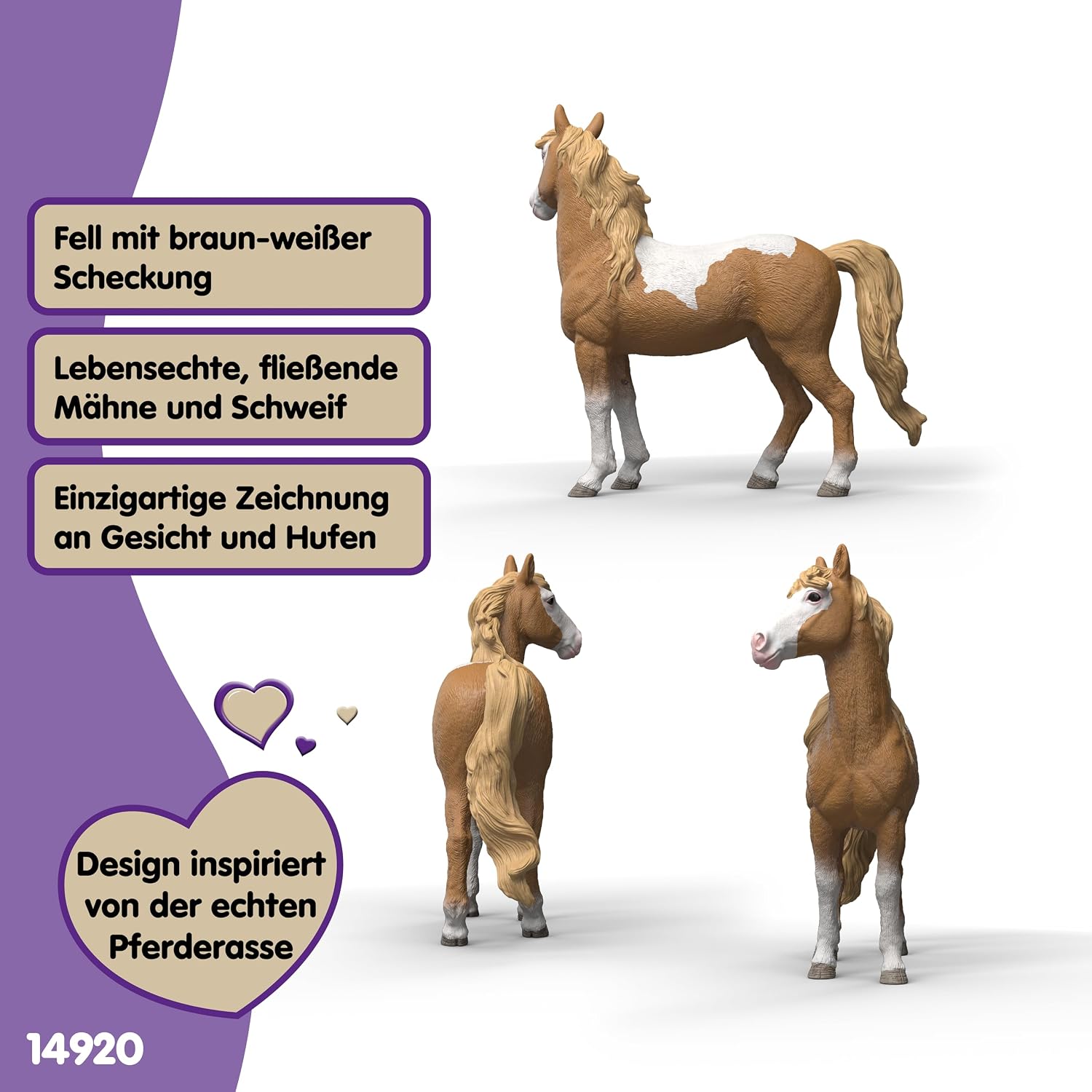 schleich HORSE CLUB | Giumenta Mustang 14920 | figura di cavallo dettagliata | decorazione o figura da collezione | regalo per ragazzi e ragazze | figura dai 6 anni | 11 x 3 x 10 cm