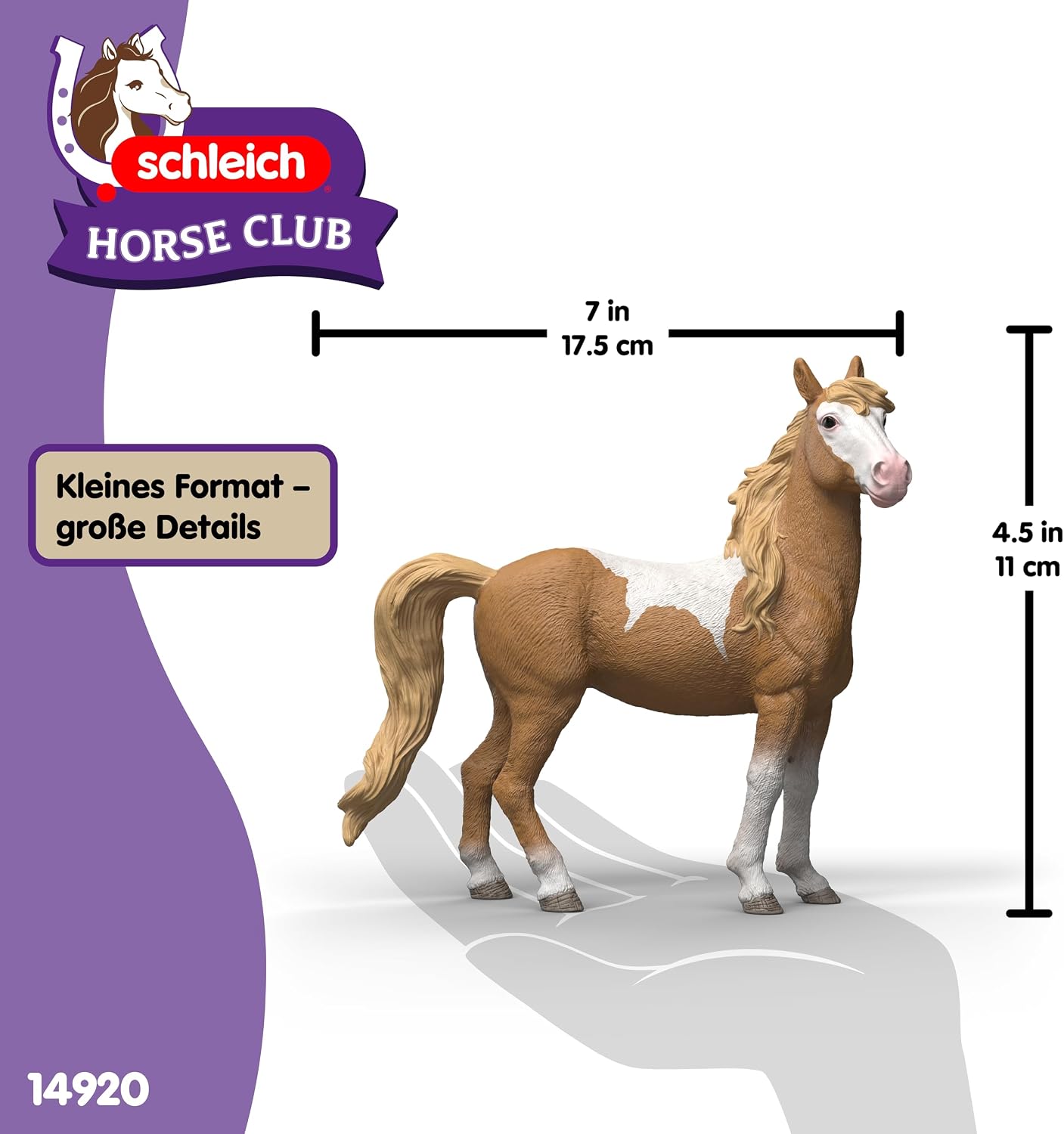 schleich HORSE CLUB | Giumenta Mustang 14920 | figura di cavallo dettagliata | decorazione o figura da collezione | regalo per ragazzi e ragazze | figura dai 6 anni | 11 x 3 x 10 cm