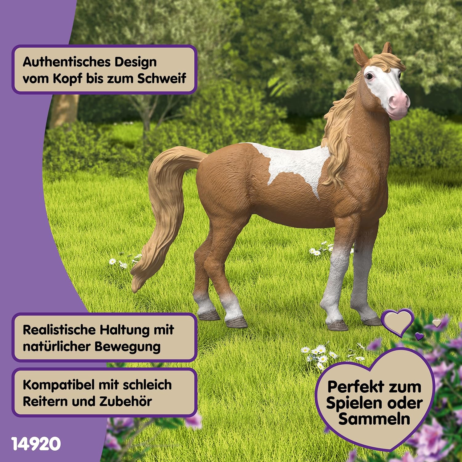 schleich HORSE CLUB | Giumenta Mustang 14920 | figura di cavallo dettagliata | decorazione o figura da collezione | regalo per ragazzi e ragazze | figura dai 6 anni | 11 x 3 x 10 cm