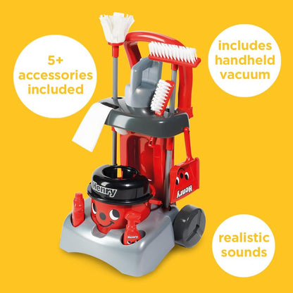 Casdon Henry Deluxe Cleaning Trolley , Realistic Toy Cleaning Trolley For Children Aged 3+ , Includes Several Tools For Thorough Cleaning Days!