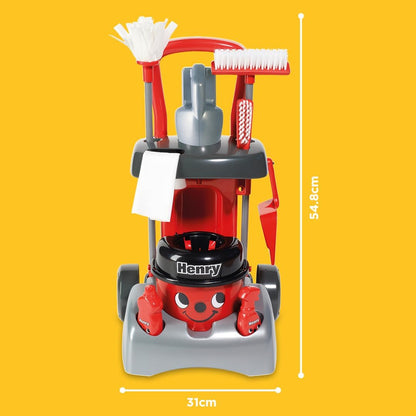 Casdon Henry Deluxe Cleaning Trolley , Realistic Toy Cleaning Trolley For Children Aged 3+ , Includes Several Tools For Thorough Cleaning Days!