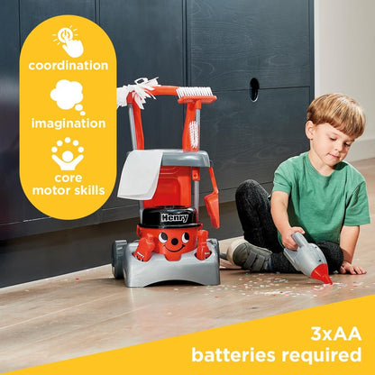 Casdon Henry Deluxe Cleaning Trolley , Realistic Toy Cleaning Trolley For Children Aged 3+ , Includes Several Tools For Thorough Cleaning Days!