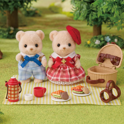 Sylvanian Families - 5852 Biscuit Bären Geschwister Picknickspaß, Spielset mit Tierfigur und Zubehör, Tierfiguren, Bären, Spielzeug für Kinder ab 3 Jahren