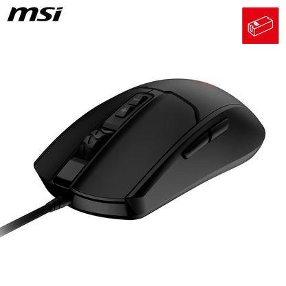 MSI FORGE GM100 Gaming Mouse – Sensore ottico 6400 DPI, design simmetrico, switch con oltre 10 milioni di click, 7 tasti, latenza 8 ms, LED RGB, peso 108 g – cablato