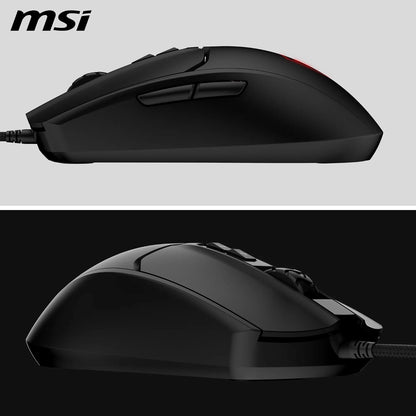 MSI FORGE GM100 Gaming Mouse – Sensore ottico 6400 DPI, design simmetrico, switch con oltre 10 milioni di click, 7 tasti, latenza 8 ms, LED RGB, peso 108 g – cablato