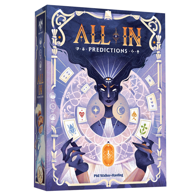 Asmodee All in: Predictions Card Game - Bluffing Strategy Game of Fate, Foresight & Probability, Fast-Paced Family Fun for Kids & Adults, Ages 10+, 2-5 Players, 30 Minute Playtime