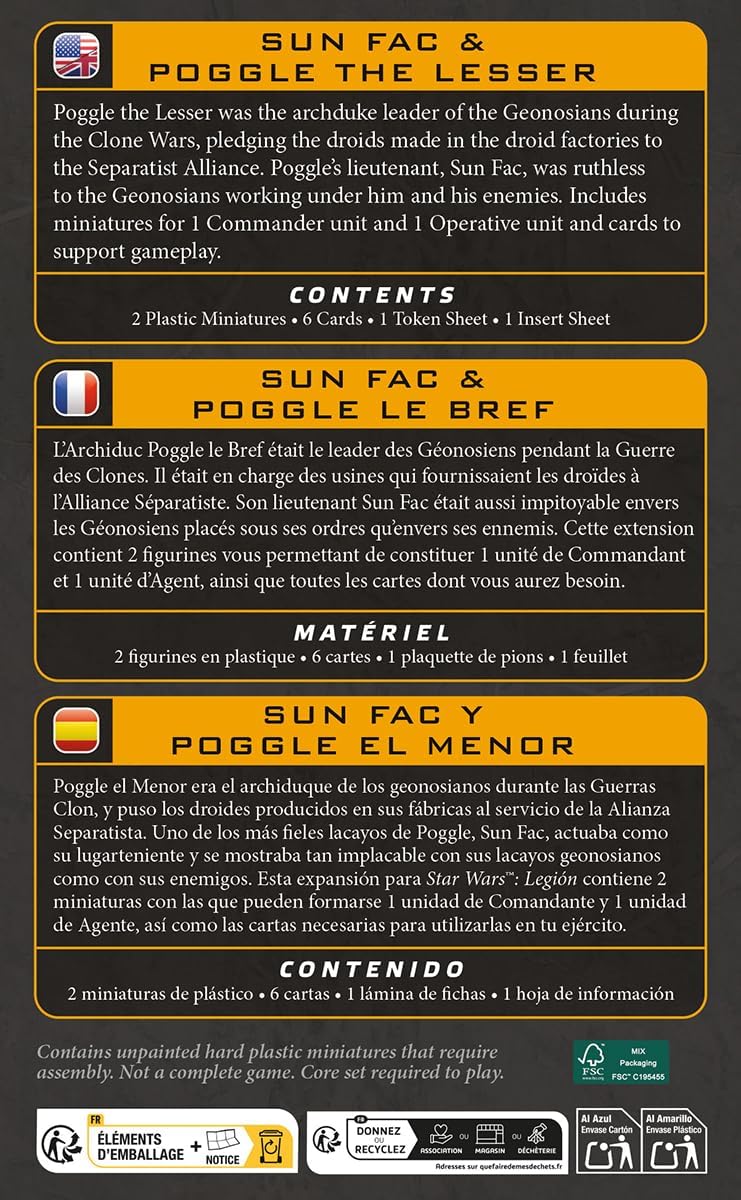 Asmodee | Star Wars: Legion Poggle The Lesser & Sun Fac | Miniatures Game | Ages 14+ | 2 Players | 90 Minutes Playing Time