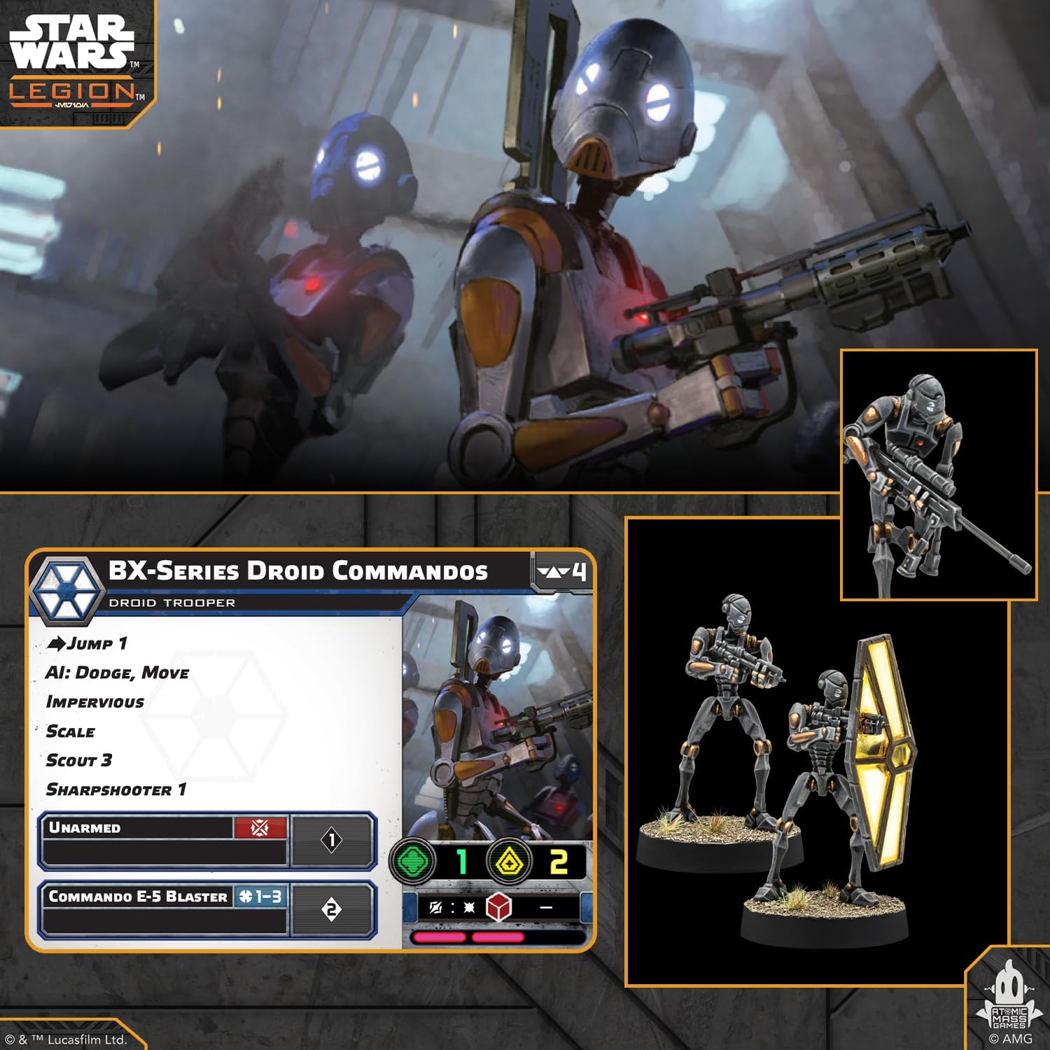 Asmodee | Star Wars: Legion BX-Series Droid Commandos | Miniatures Game | Ages 14+ | 2 Players | 90 Minutes Playing Time