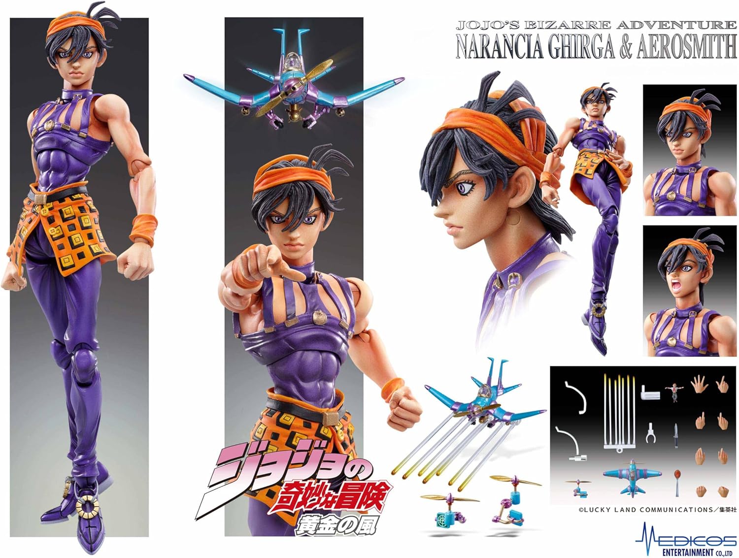 Medicos Entertainment Super Action Statue "JoJo's Bizarre Adventure Part 5" Narancha Gilga & As, Approx. 5.5 inches (140 mm), PVC & ABS & Nylon, Painted Action Figure