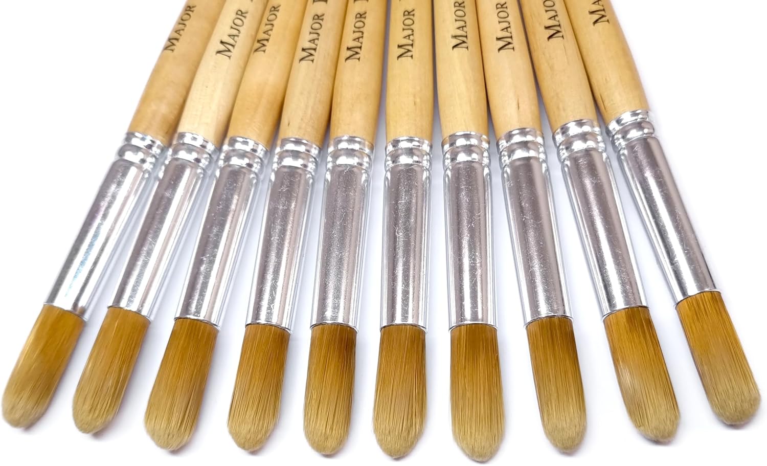 Major Brushes Golden Nylon Round Brushes Size 18 - Set of 10