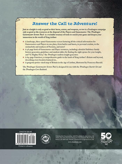 Chaosium Inc. | Pendragon GM Screen Pack | RPG Accessories | 1+ Players