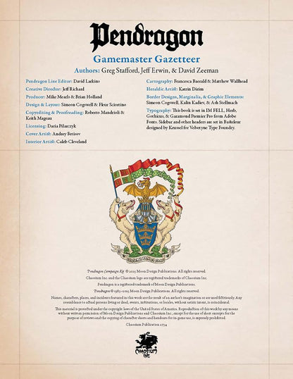 Chaosium Inc. | Pendragon GM Screen Pack | RPG Accessories | 1+ Players