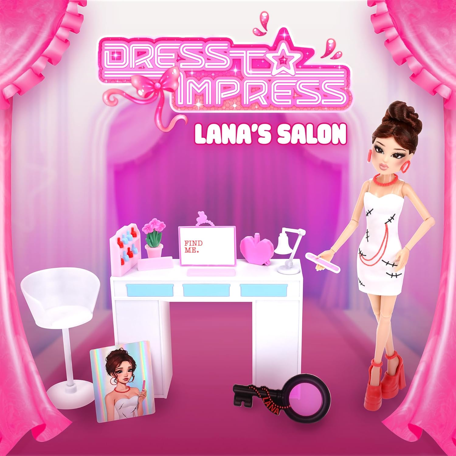 Dress To Impress — Lana Deluxe Fashion Doll Set — Series 1 Wave 1, Red, Pink