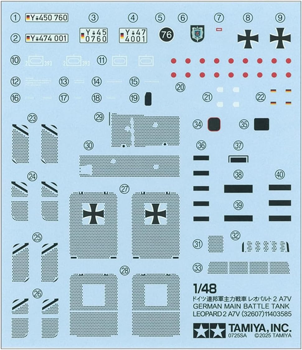 Tamiya 32607 1:48 KPz Leopard 2 A7V Model Making Plastic Building Kit Hobbies DIY Tank Kit Military Tank 1:48 Model Building Stand