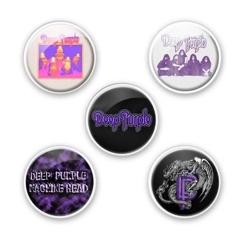 Deep Purple Official Button Badge Set, 5 x 25mm Badges