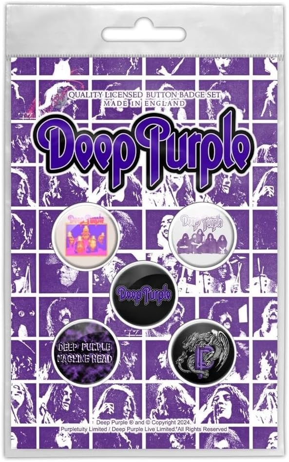 Deep Purple Official Button Badge Set, 5 x 25mm Badges