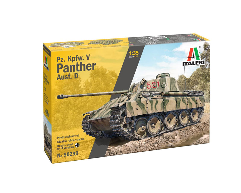 Italeri 90290 Pcs. Kpfw. V Panther Ausf. D, 1:35 Scale, Plastic Model Kit/Model Assembly