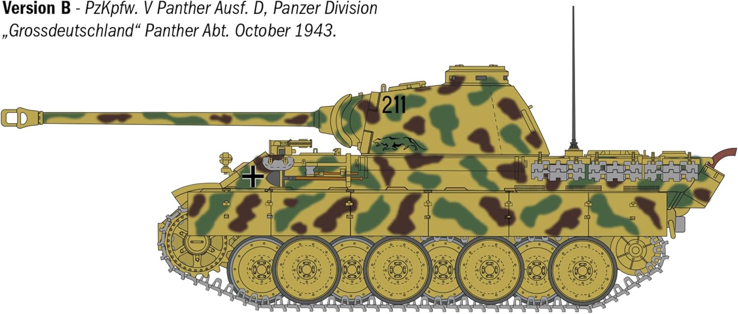 Italeri 90290 Pcs. Kpfw. V Panther Ausf. D, 1:35 Scale, Plastic Model Kit/Model Assembly