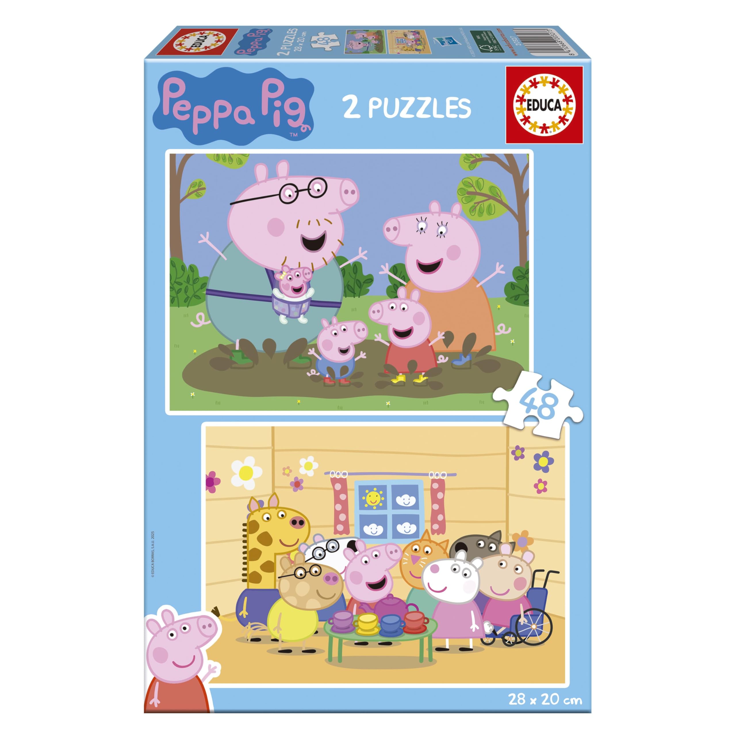 Educa - Peppa Pig | Set of 2 Children's Puzzles with 48 Pieces. Approximate Assembled Size: 28 x 20 cm. Composed of Large Pieces Perfectly Finished. From 4 years (20327