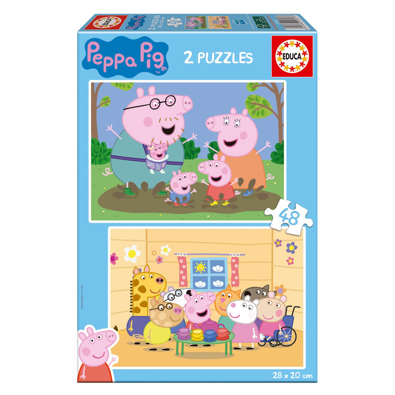 Educa - Peppa Pig | Set of 2 Children's Puzzles with 48 Pieces. Approximate Assembled Size: 28 x 20 cm. Composed of Large Pieces Perfectly Finished. From 4 years (20327