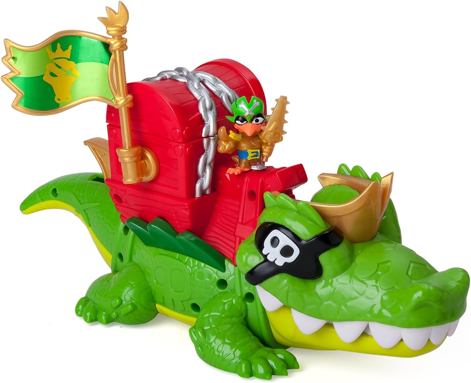 PIRATIX King Croc - Articulated crocodile that captures Piratix and carries a treasure chest. Contains 1 crocodile, 3 treasure coins, 1 exclusive Piratix and 1 accessory