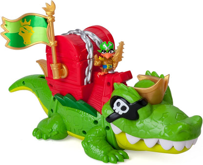 PIRATIX King Croc - Articulated crocodile that captures Piratix and carries a treasure chest. Contains 1 crocodile, 3 treasure coins, 1 exclusive Piratix and 1 accessory