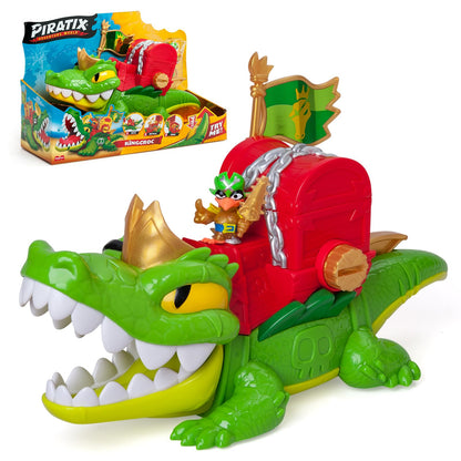 PIRATIX King Croc - Articulated crocodile that captures Piratix and carries a treasure chest. Contains 1 crocodile, 3 treasure coins, 1 exclusive Piratix and 1 accessory