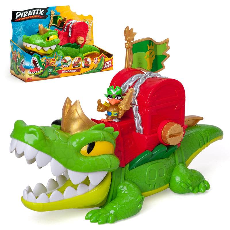 PIRATIX King Croc - Articulated crocodile that captures Piratix and carries a treasure chest. Contains 1 crocodile, 3 treasure coins, 1 exclusive Piratix and 1 accessory