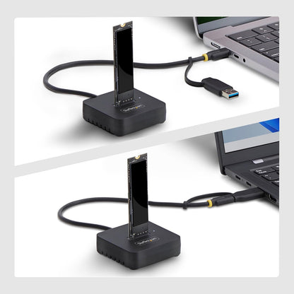 StarTech USB-C/USB-A to M.2 NVMe Dock Adapter, 10Gbps, Tool-Free External M.2 NVMe SSD Reader, B+M/M-Key