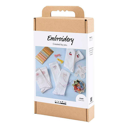 Creativ Company hobby set embroidery socks white - DIY craft set embroidery