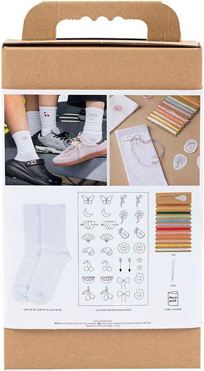 Creativ Company hobby set embroidery socks white - DIY craft set embroidery