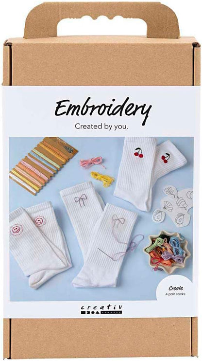 Creativ Company hobby set embroidery socks white - DIY craft set embroidery