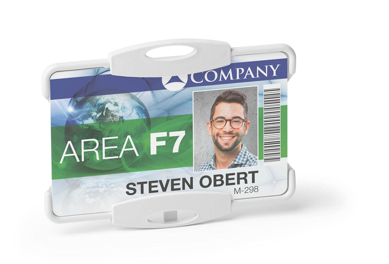 Durable Eco-Friendly ID Card Badge Holder - Grey - Recycled Plastic & Blue Angel Certified - Holds 1 ID Security Pass - Pack of 10