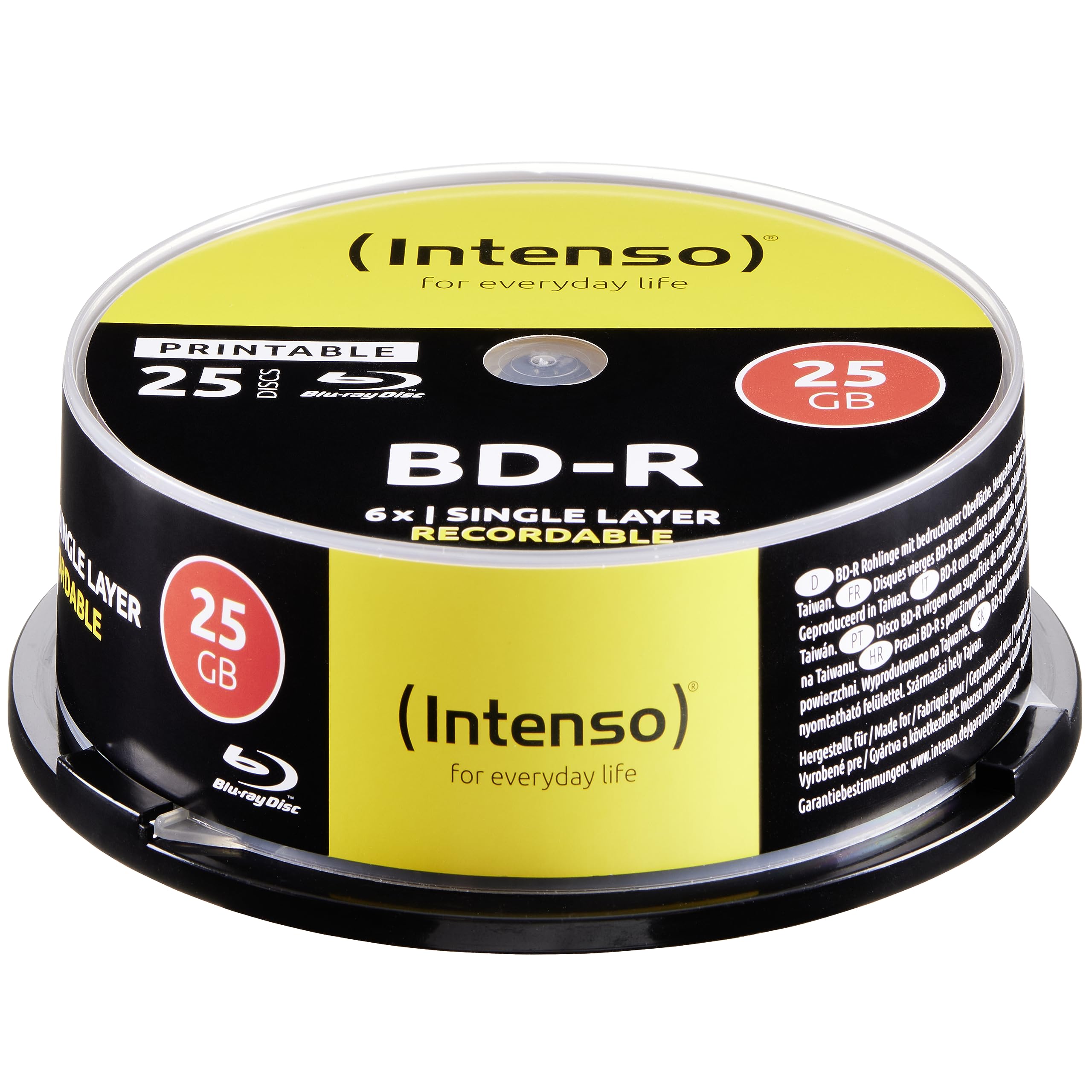 Blu-Ray, 25 GB stampabile, mandrino da 25