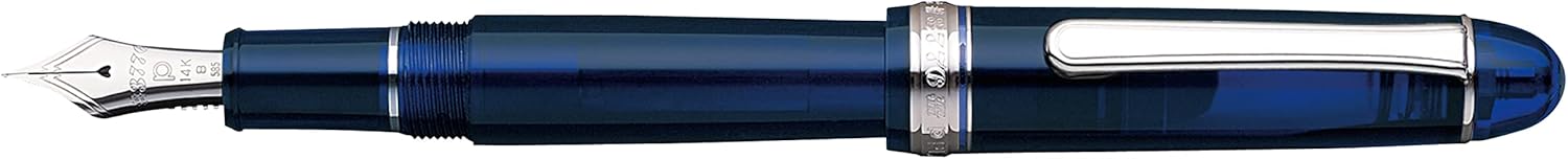PLATINUM Japanese Fountain Pen #3776 Century Rhodium Chartres Blue B/Blue / 0.44-0.54 mm/Handmade / 14K Gold Nib/with Gift Box/Fountain Pen