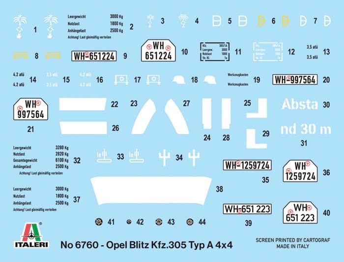 IT6760 IT6760 1/35 WW2 German Kfz305 Opel Blitz Type A 4x4 Military Truck Plastic Model
