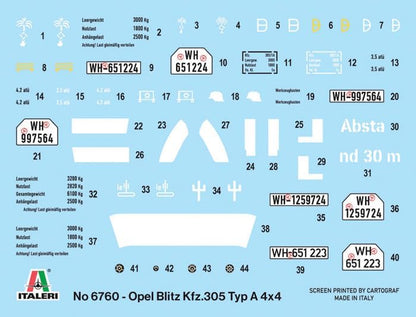 IT6760 IT6760 1/35 WW2 German Kfz305 Opel Blitz Type A 4x4 Military Truck Plastic Model