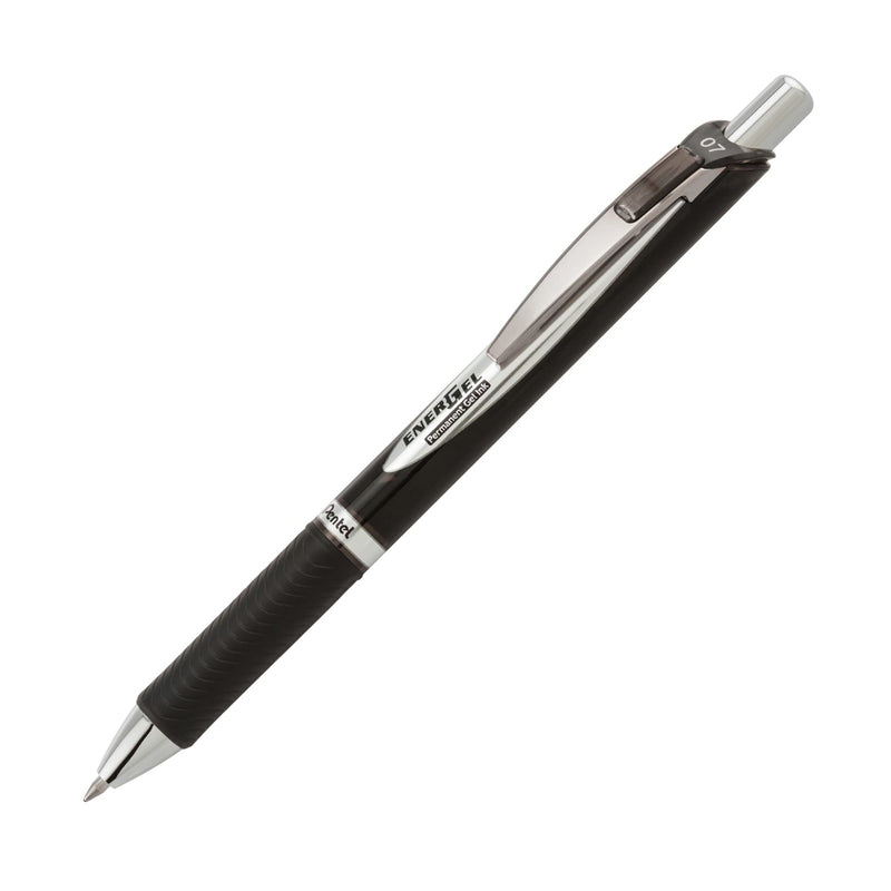 Pentel 0.7 mm EnerGel Permanent Security Pen - Black (Pack of 12), BLP77-A