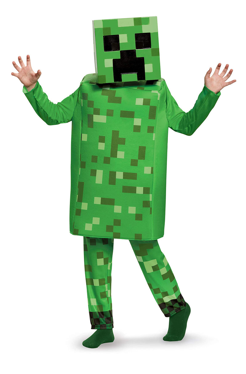 Disguise Deluxe Creeper Minecraft Costume For Kids, Halloween Costumes For Kids Available In Sizes S, M and L